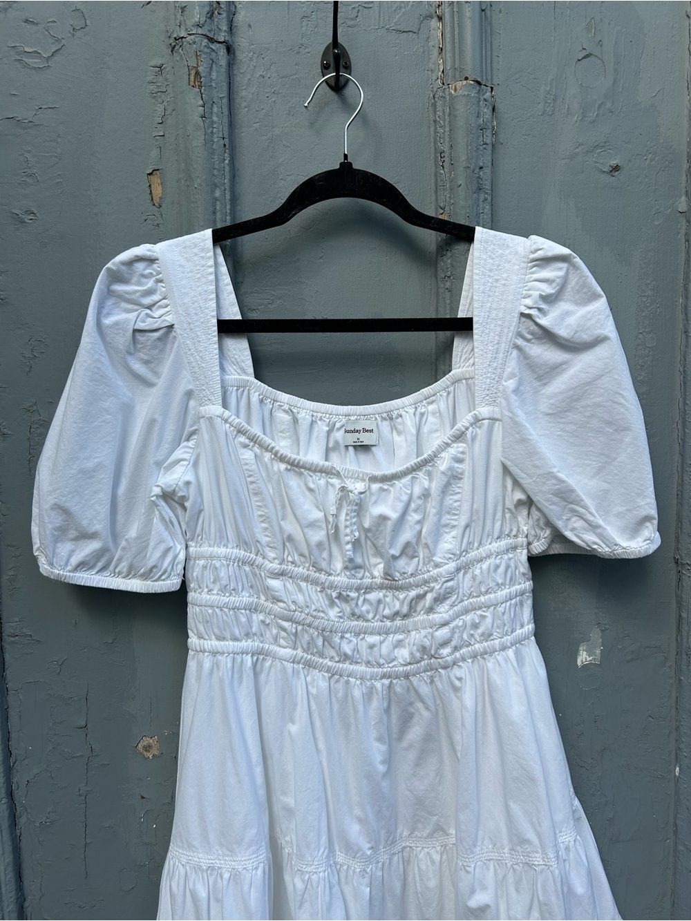 Sunday Best Martine Poplin Short-sleeve Dress, White, Size Medium - Picture 8 of 13